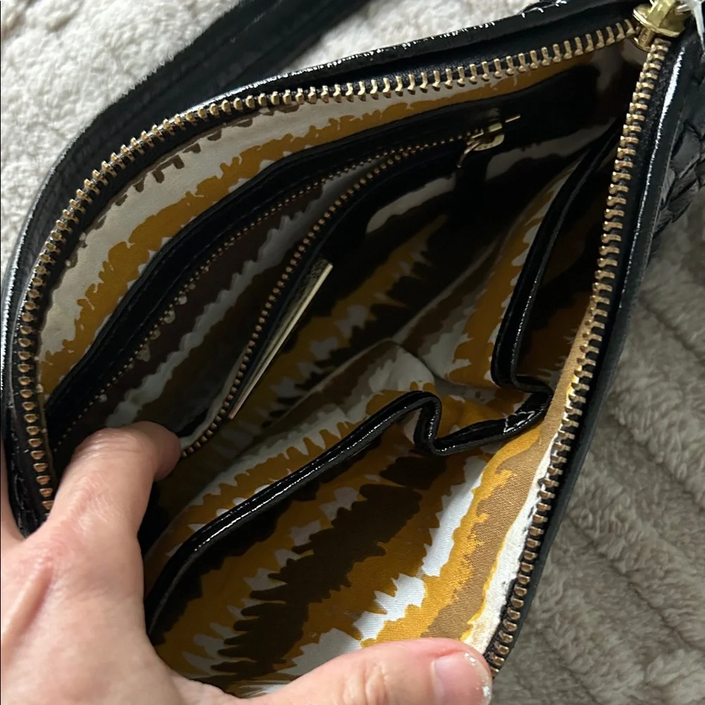 Elliott Lucca Shiny Black Woven Shoulder Bag